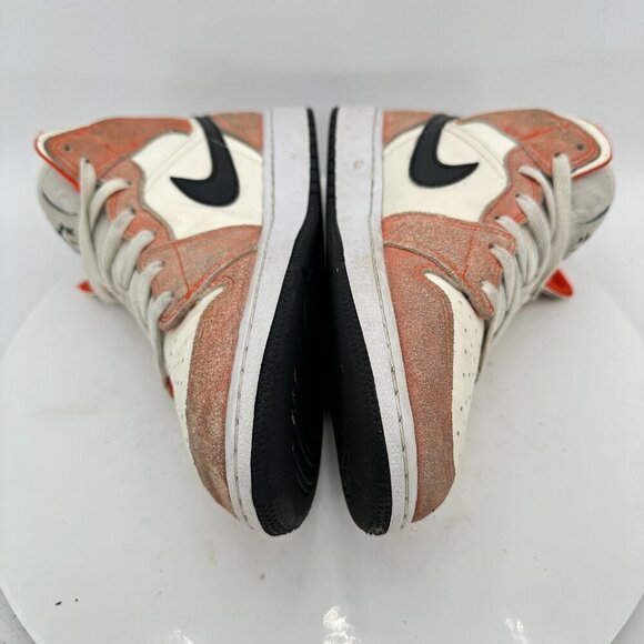 Nike Air Jordan 1 Mid Youth Size 5.5Y Women 7 DV1336-800 Orange Black White Shoe - Picture 7 of 11